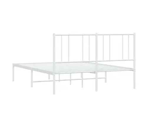 Metallist Voodiraam Peatsiga, Valge, 160X200 Cm