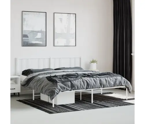 Metalinis Lovos Rėmas Su Galvūgaliu, Baltos Spalvos, 180X200Cm