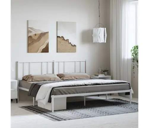 Metalinis Lovos Rėmas Su Galvūgaliu, Baltos Spalvos, 193X203Cm