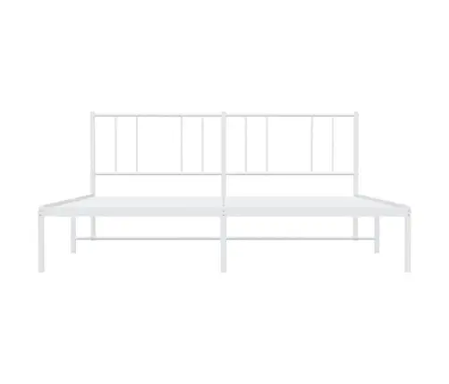 Metallist Voodiraam Peatsiga, Valge, 200X200 Cm