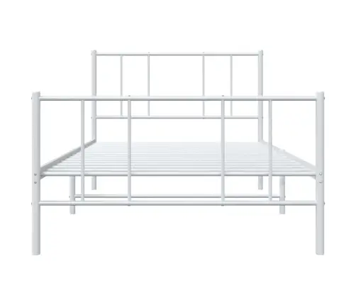 Metallist Voodiraam Peatsi Ja Jalutsiga, Valge, 80 X 200 Cm