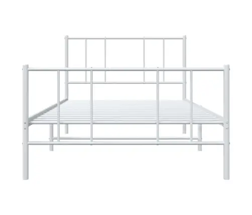 Gultas Rāmis Ar Galvgali Un Kājgali, Balts Metāls, 90X190 Cm Vidaxl