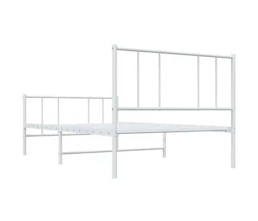 Metallist Voodiraam Peatsi Ja Jalutsiga, Valge, 90 X 200 Cm