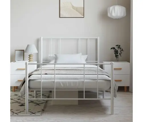 Lovos Rėmas Su Galvūgaliu/Kojūgaliu, Baltas, 100X200cm Metalas