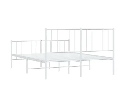 Metallist Voodiraam Peatsi Ja Jalutsiga, Valge, 120 X 200 Cm