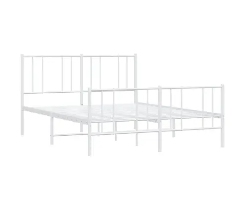 Gultas Rāmis Ar Galvgali Un Kājgali, Balts Metāls, 135X290 Cm Vidaxl