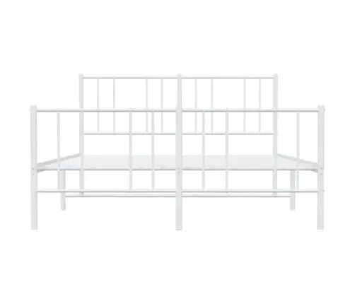 Metallist Voodiraam Peatsi Ja Jalutsiga, Valge, 140 X 190 Cm