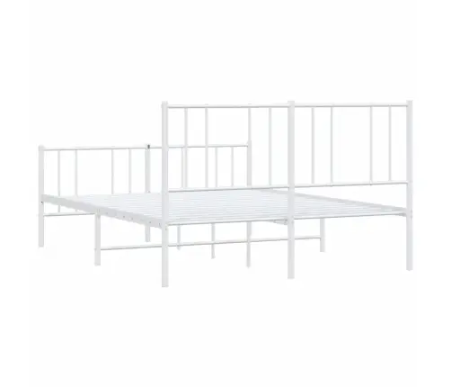 Metallist Voodiraam Peatsi Ja Jalutsiga, Valge, 140 X 190 Cm