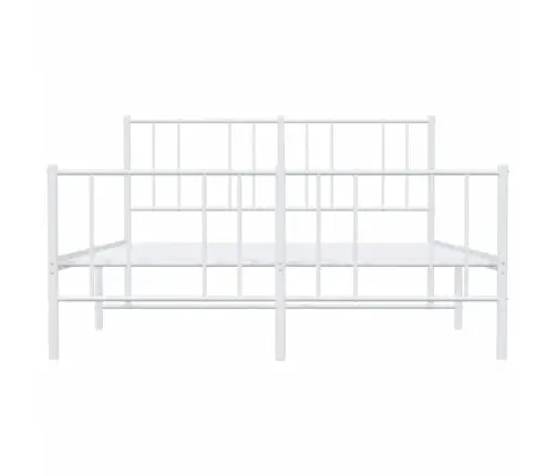 Metallist Voodiraam Peatsi Ja Jalutsiga, Valge, 140 X 200 Cm