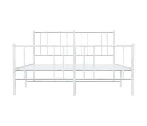 Metallist Voodiraam Peatsi Ja Jalutsiga, Valge, 160 X 200 Cm