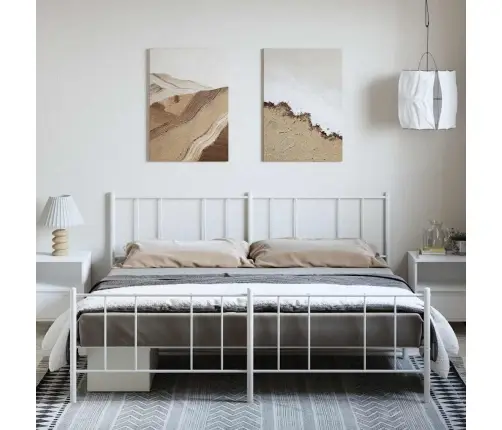 Metallist Voodiraam Peatsi Ja Jalutsiga, Valge, 183X213 Cm