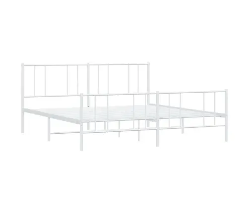 Metallist Voodiraam Peatsi Ja Jalutsiga, Valge, 183X213 Cm