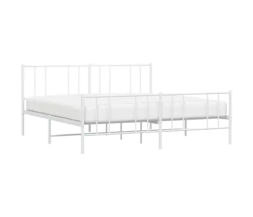 Metallist Voodiraam Peatsi Ja Jalutsiga, Valge, 183X213 Cm