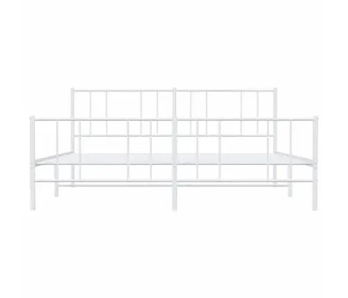 Metallist Voodiraam Peatsi Ja Jalutsiga, Valge, 183X213 Cm