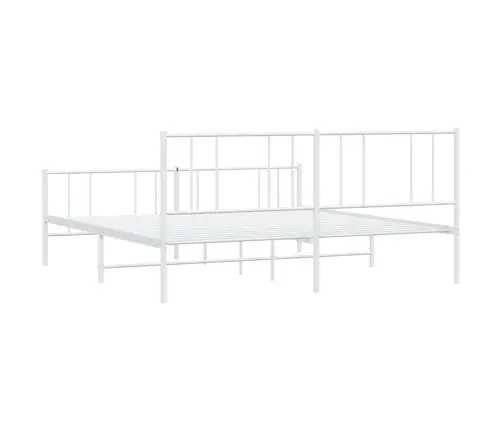 Metallist Voodiraam Peatsi Ja Jalutsiga, Valge, 183X213 Cm