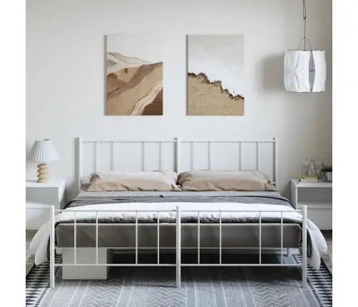 Gultas Rāmis Ar Galvgali Un Kājgali, Balts Metāls, 193X203 Cm Vidaxl