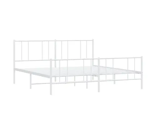 Gultas Rāmis Ar Galvgali Un Kājgali, Balts Metāls, 193X203 Cm Vidaxl