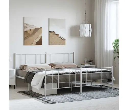Gultas Rāmis Ar Galvgali Un Kājgali, Balts Metāls, 193X203 Cm Vidaxl