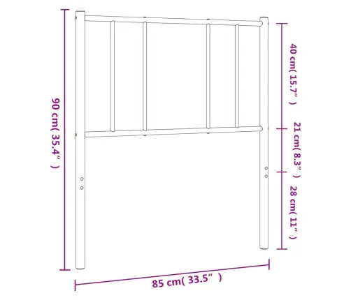 Gultas Galvgalis, Metāls, Balts, 80 Cm Vidaxl