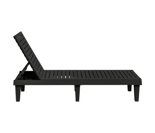 Saulės Gultai, 2Vnt., Juodi, 155X58X83cm Polipropilenas