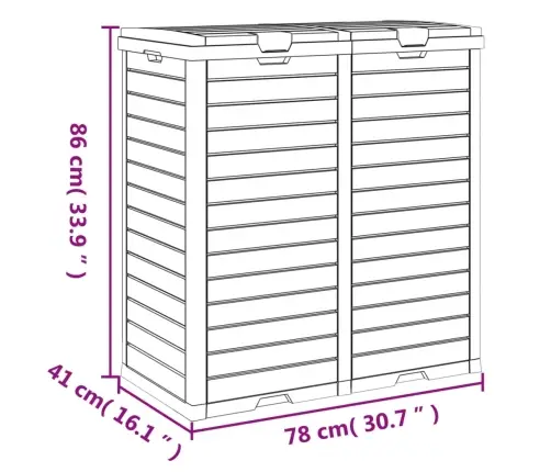 Õue Prügikast, Must, 78 X 41 X 86 cm Polüpropüleen