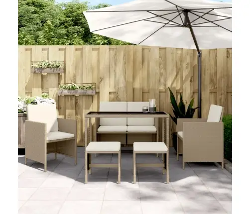 Sodo Komplektas Su Pagalvėlėmis, 6 Dalių, Smėlio, Poliratanas