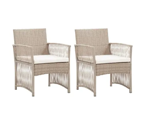 Dārza Atpūtas Krēsli Ar Matračiem, 2 Gab., Bēša Pe Rotangpalma Vidaxl