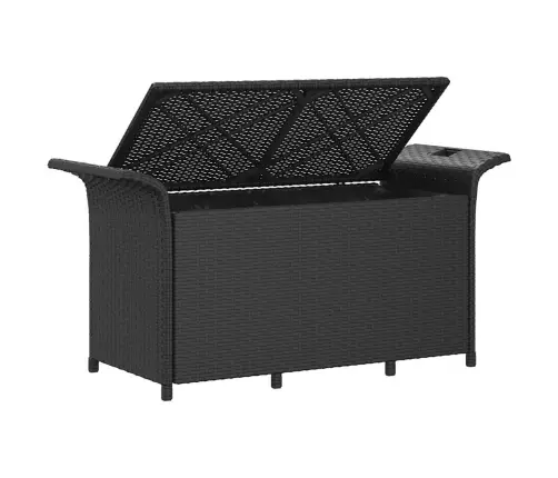 Sodo Suoliukas Su Pagalvėle, Juodas, 116X46X57cm Poliratanas Sodo Suoliukas Su Pagalvėle, Juodas, 116X46X57cm Poliratanas