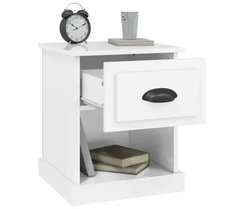 Naktsgaldiņš, Spīdīgi Balts, 39X39X47,5 Cm, Inženierijas Koks Vidaxl