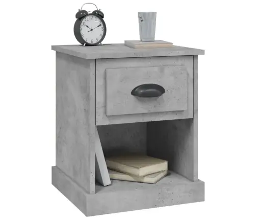 Naktinės Spintelės, 2Vnt., Betono Pilkos, 39X39X47,5cm Mediena Naktinės Spintelės, 2Vnt., Betono Pilkos, 39X39X47,5cm Mediena