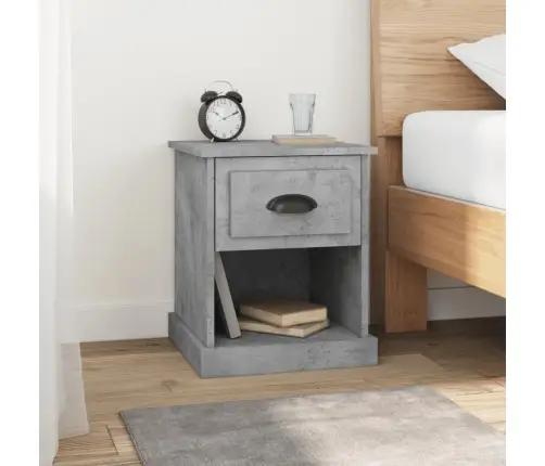 Naktinės Spintelės, 2Vnt., Betono Pilkos, 39X39X47,5cm Mediena Naktinės Spintelės, 2Vnt., Betono Pilkos, 39X39X47,5cm Mediena