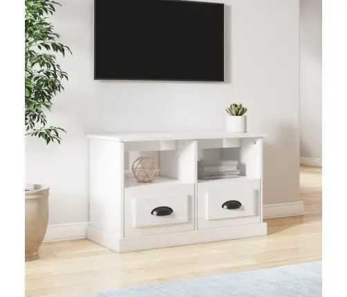 Televizoriaus Spintelė, Balta, 80X35X50cm Mediena, Blizgi Televizoriaus Spintelė, Balta, 80X35X50cm Mediena, Blizgi