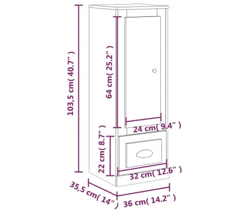 Augstais Skapītis, 36X35,5X103,5 Cm, Inženierijas Koks, Balts Vidaxl