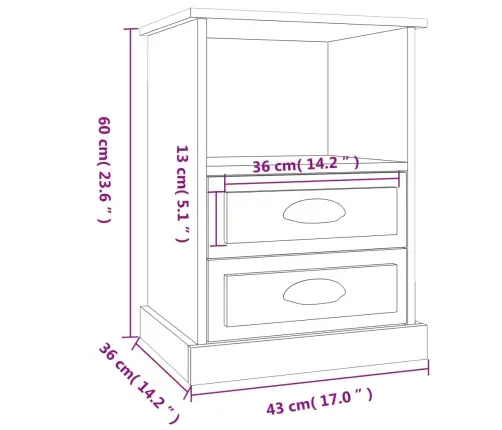 Naktsskapīši, 2 Gab., Betona Pelēki, 43X36X60 Cm Vidaxl