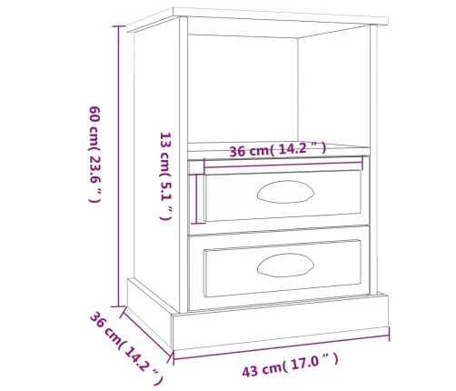Naktsskapīši, 2 Gab., Pelēki, 43X36X60 Cm Vidaxl