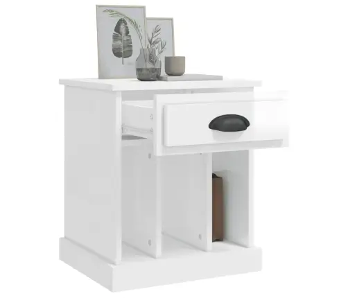 Naktsskapītis, Spīdīgi Balts, 43X36X50 Cm Vidaxl