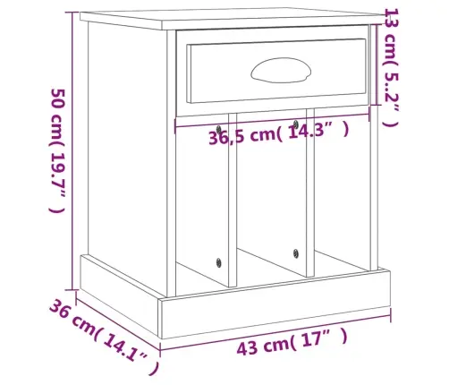 Naktinės Spintelės, 2Vnt., Rudos Ąžuolo Spalvos, 43X36X50Cm
