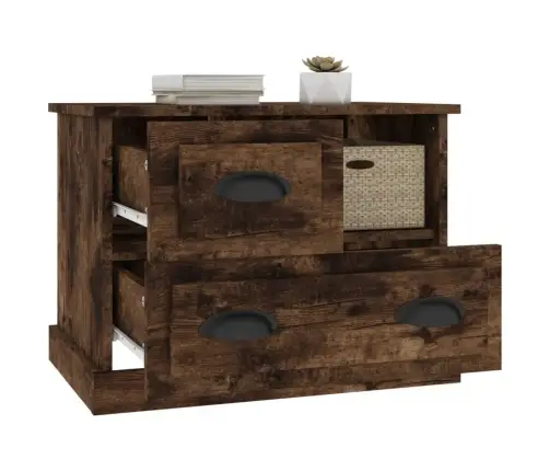 Naktinė Spintelė, Dūminio Ąžuolo Spalvos, 60X39X45Cm Naktinė Spintelė, Dūminio Ąžuolo Spalvos, 60X39X45Cm