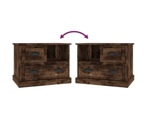 Naktinė Spintelė, Dūminio Ąžuolo Spalvos, 60X39X45Cm Naktinė Spintelė, Dūminio Ąžuolo Spalvos, 60X39X45Cm