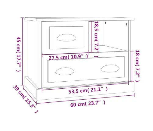 Naktinė Spintelė, Dūminio Ąžuolo Spalvos, 60X39X45Cm Naktinė Spintelė, Dūminio Ąžuolo Spalvos, 60X39X45Cm