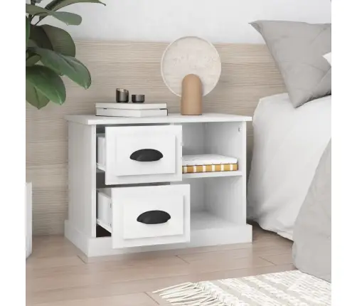 Naktsskapītis, Spīdīgi Balts, 60X35,5X45 Cm Vidaxl