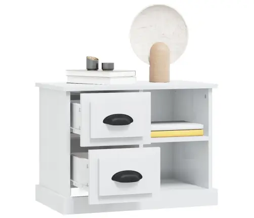 Naktsskapītis, Spīdīgi Balts, 60X35,5X45 Cm Vidaxl