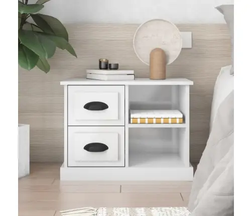 Naktsskapītis, Spīdīgi Balts, 60X35,5X45 Cm Vidaxl