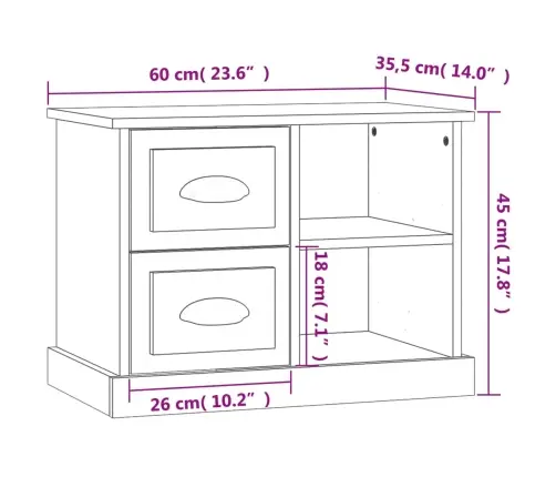 Naktsskapītis, 60X35,5X45 Cm, Pelēka Ozolkoka Krāsa Vidaxl