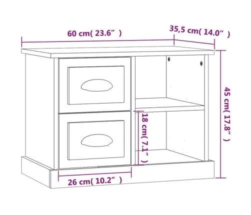 Naktsskapītis, Ozolkoka Krāsa, 60X35,5X45 Cm Vidaxl