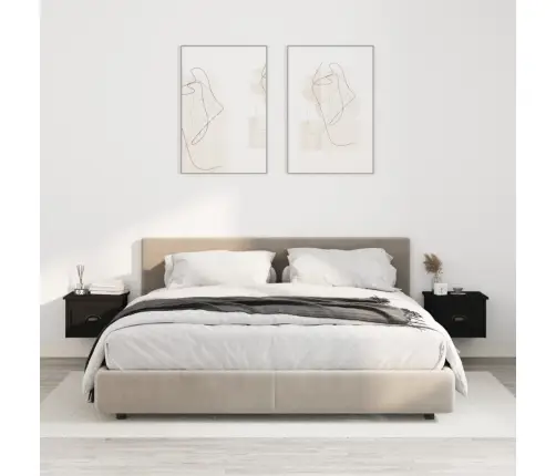 Sienas Naktsskapīši, 2 Gab., Melni, 41,5X36X28 Cm Vidaxl