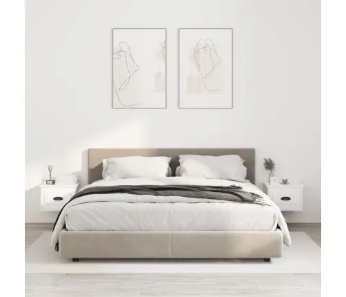 Sienas Naktsskapīši, 2 Gab., Spīdīgi Balti, 41,5X36X28 Cm Vidaxl