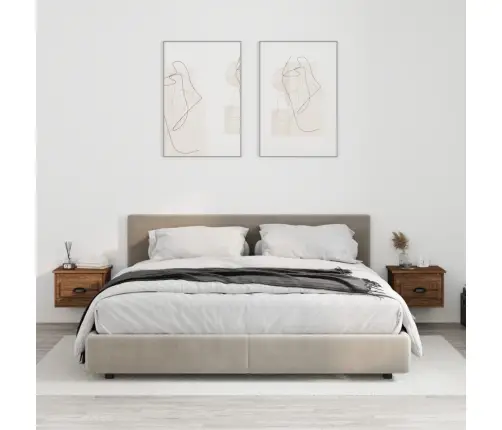 Sienas Naktsskapīši, 2 Gab., 41,5X36X28Cm, Brūna Ozolkoka Krāsa Vidaxl