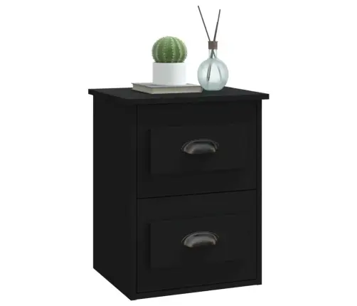 Sieninės Naktinės Spintelės, 2Vnt., Juodos, 41,5X36X53Cm