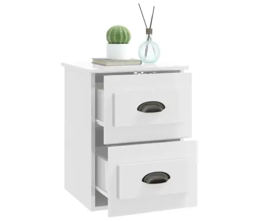 Sienas Naktsskapīši, 2 Gab., 41,5X36X53 Cm, Spīdīgi Balti Vidaxl